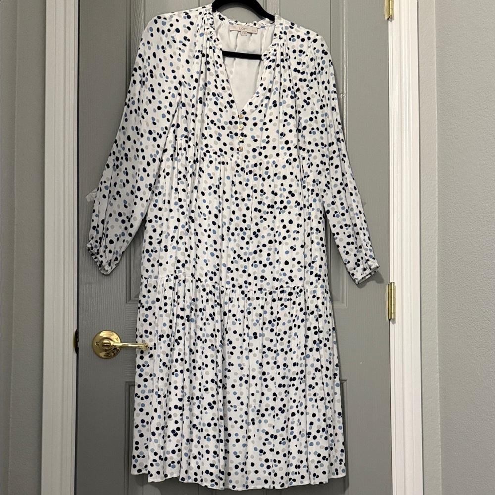 LOFT Long Sleeve Polka Dot Dress
